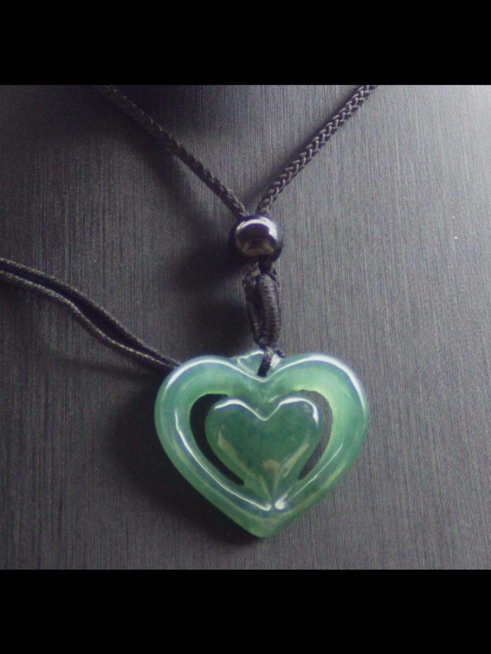 Certificate Jadeite Jade Green Love heart pendant